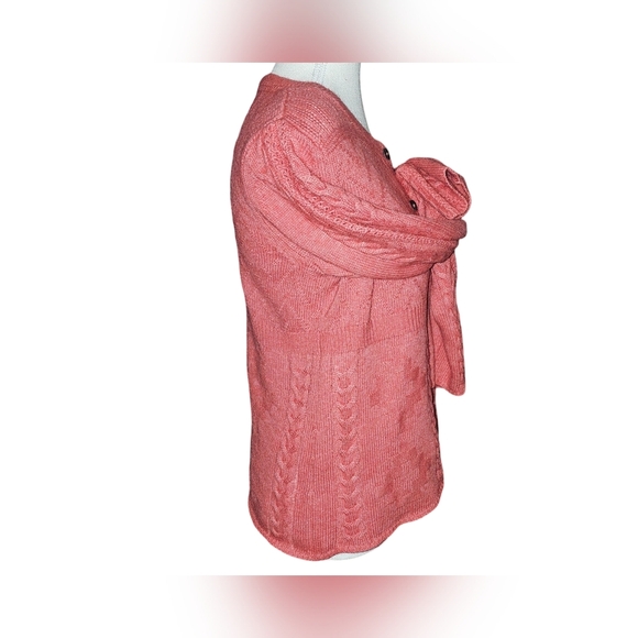 Sundance Womens Villa Cable Knit Coral Cardigan Sweater Size Medium - Picture 6 of 13